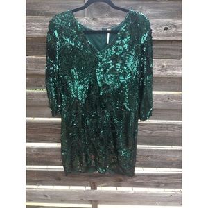 Free People Green Sequin Mini Dress